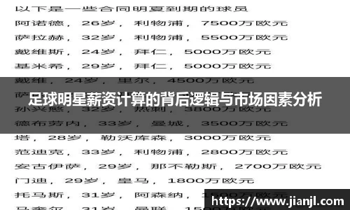 足球明星薪资计算的背后逻辑与市场因素分析
