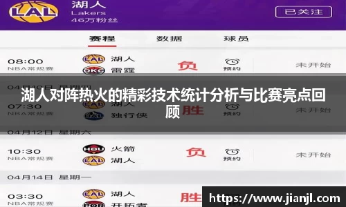 湖人对阵热火的精彩技术统计分析与比赛亮点回顾